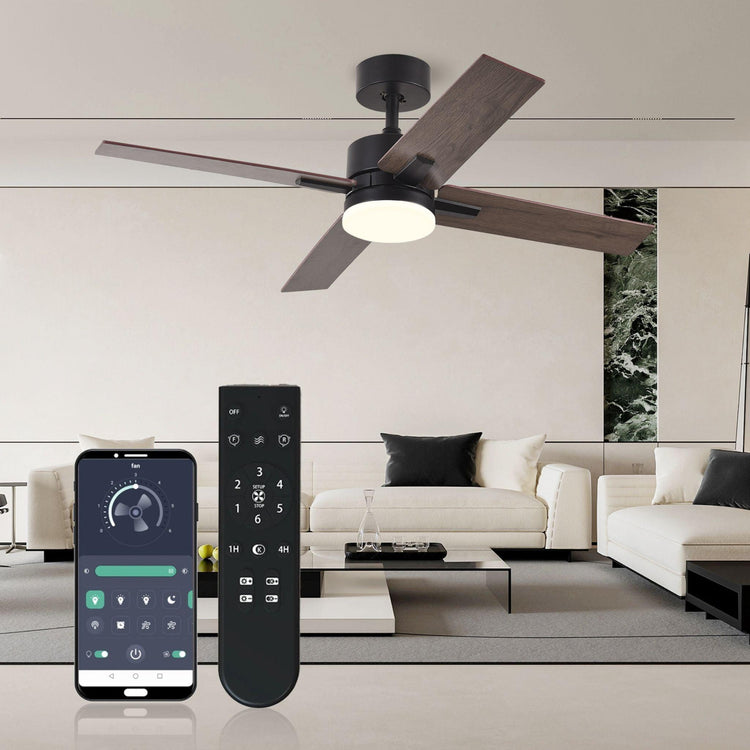 44" Black DC Ceiling fan with LED Light - BRIGHT CORNERS