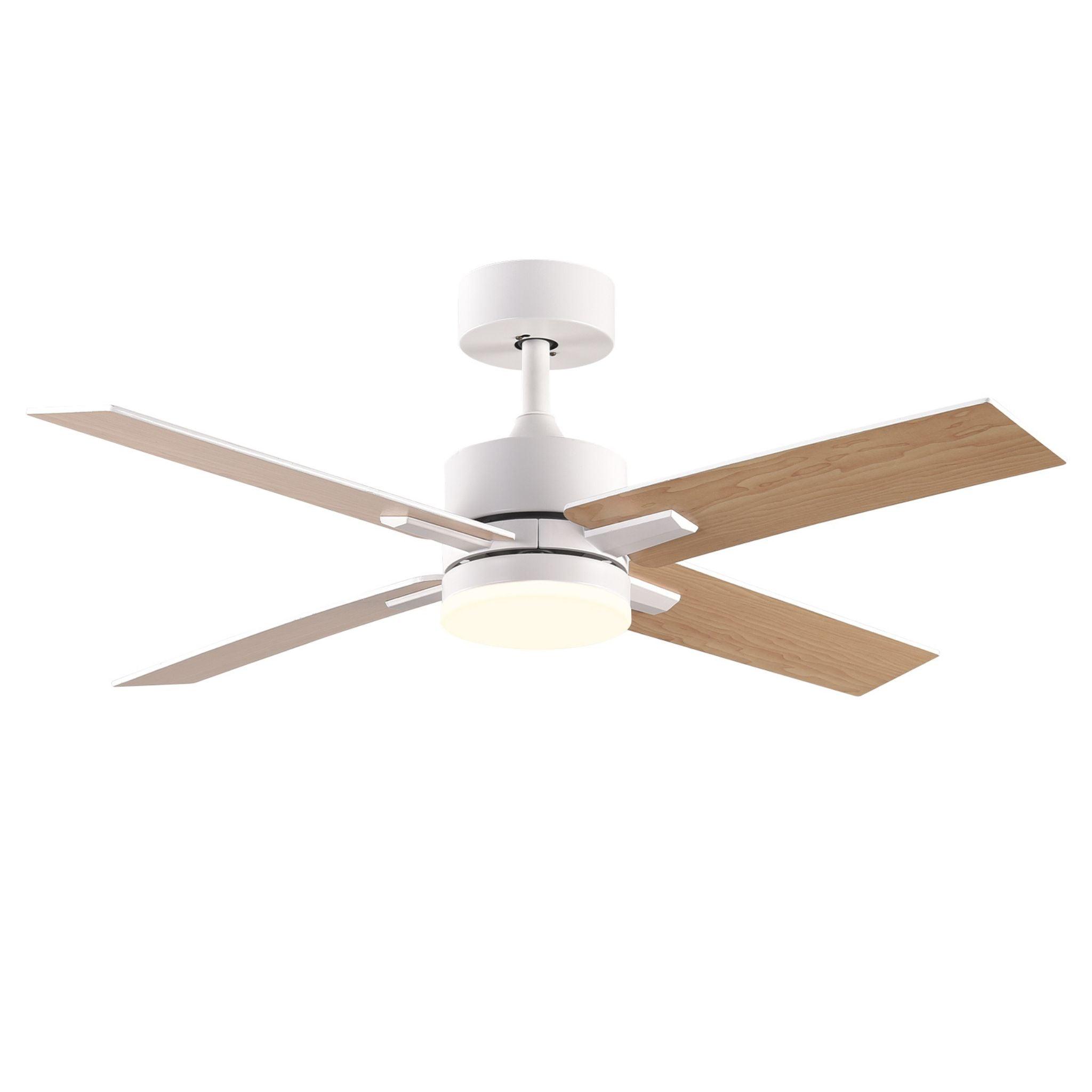 Luminosa Lighting Luminosa Heywood Small Led White, Dark Wood Dc Ceiling Fan 6 Speed