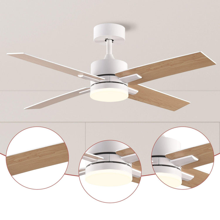 44" white DC Ceiling fan with LED Light - BRIGHT CORNERS