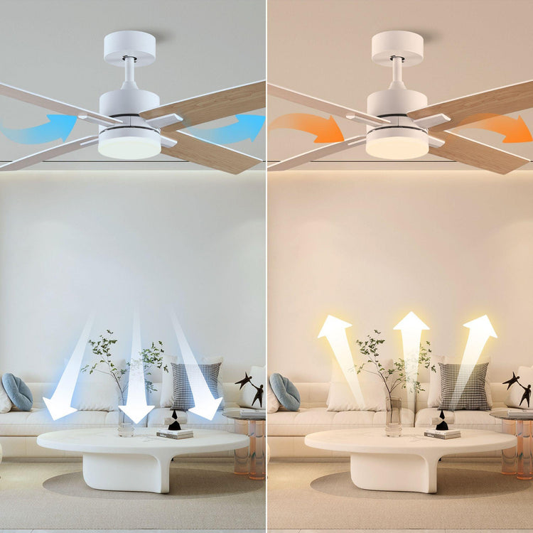 44" white DC Ceiling fan with LED Light - BRIGHT CORNERS