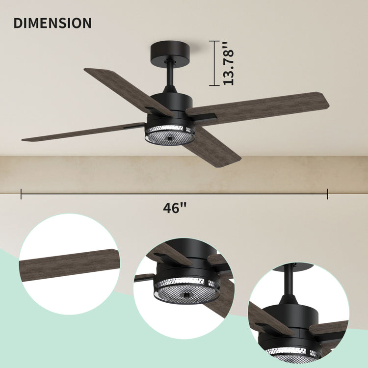 46'' Dark DC Ceiling fan with smart control : CEIL-FAN-Z2004-46