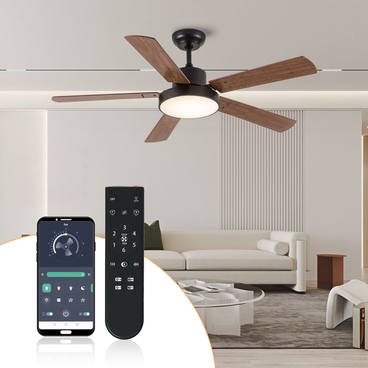 52 '' Brown DC LED Ceiling fan with smart control : CEIL-FAN-Z2005-52