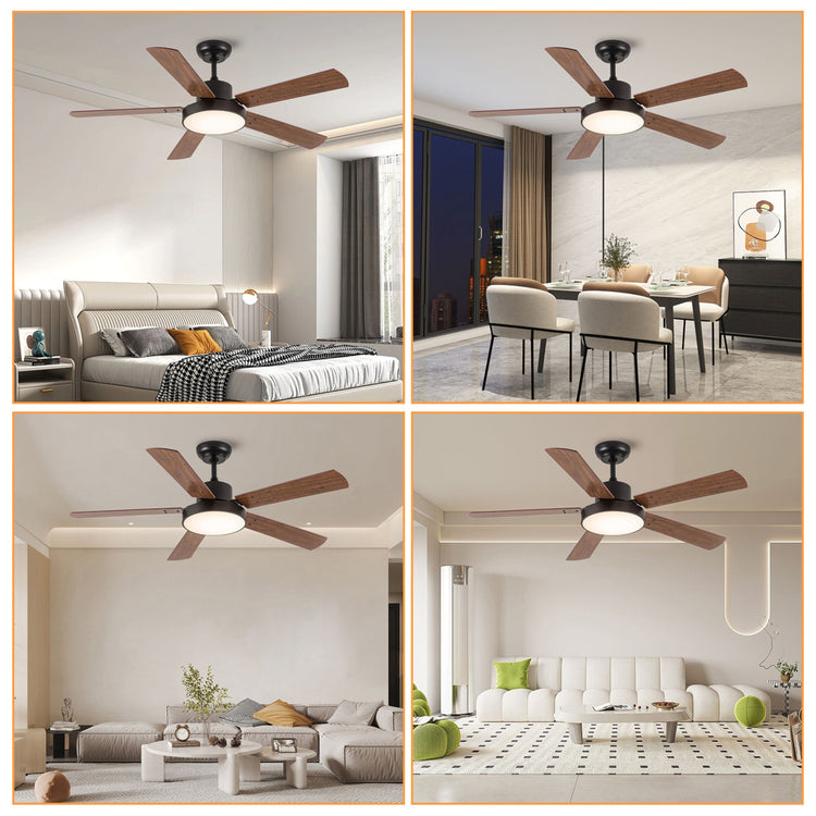 52 '' Brown DC LED Ceiling fan with smart control : CEIL-FAN-Z2005-52