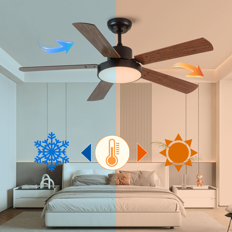 52 '' Brown DC LED Ceiling fan with smart control : CEIL-FAN-Z2005-52
