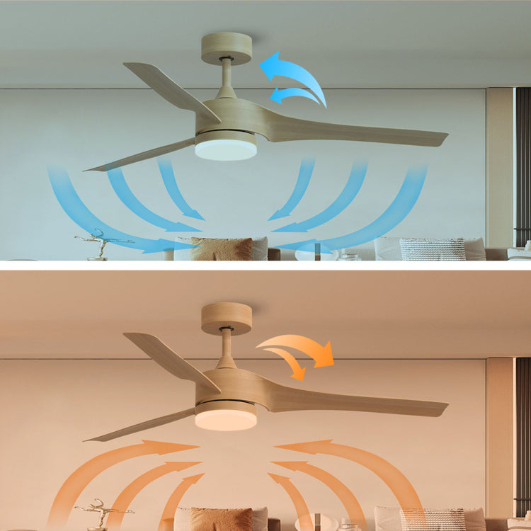 52 '' Wood color DC LED Ceiling fan with smart control : CEIL-FAN-Z2006-W-52
