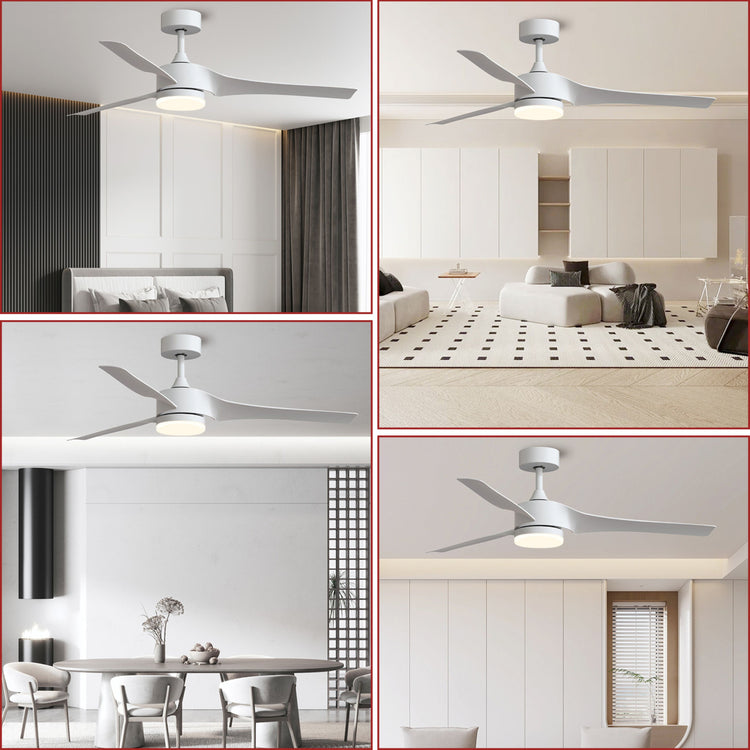 52 '' White DC LED Ceiling fan with smart control : CEIL-FAN-Z2006-WH-52