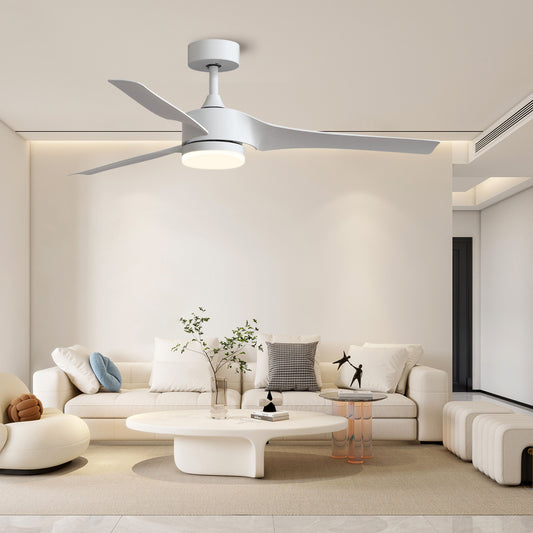52 '' White DC LED Ceiling fan with smart control : CEIL-FAN-Z2006-WH-52