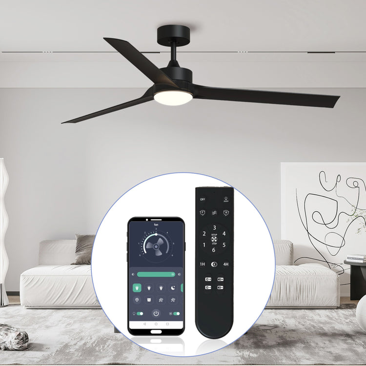 60'' Black DC LED Ceiling fan with smart control : CEIL-FAN-Z2007-BK-60