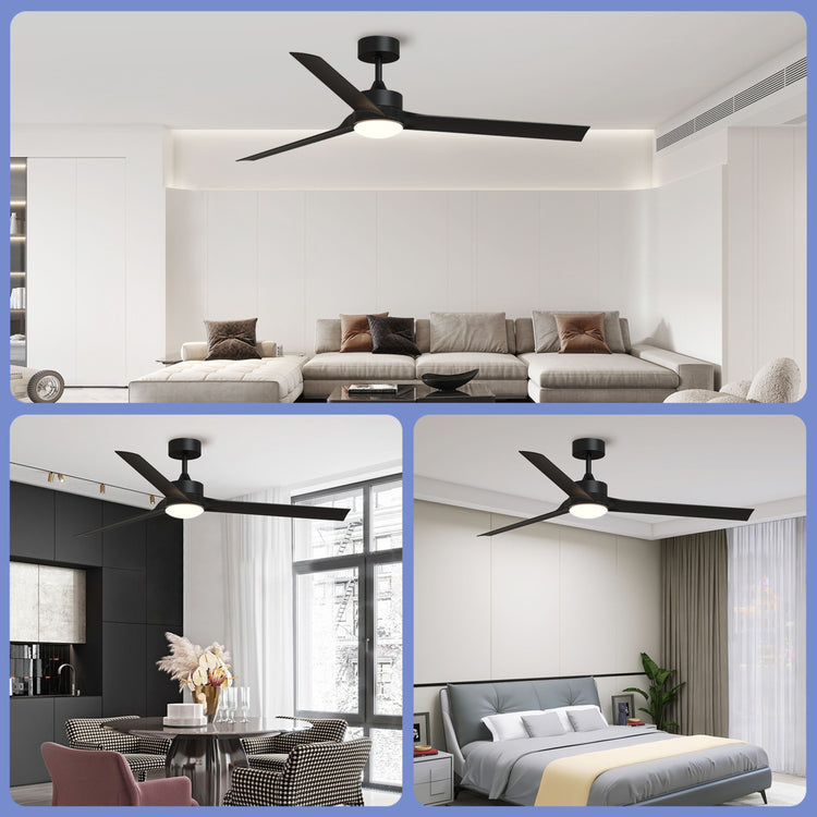 60'' Black DC LED Ceiling fan with smart control : CEIL-FAN-Z2007-BK-60