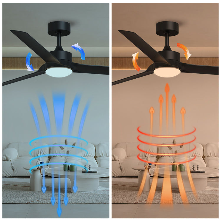 60'' Black DC LED Ceiling fan with smart control : CEIL-FAN-Z2007-BK-60