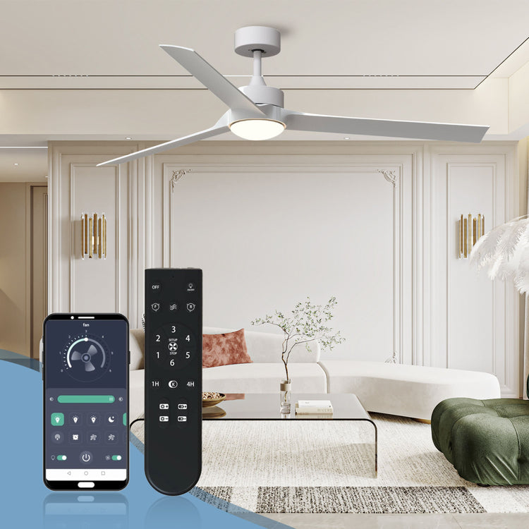 60 '' White DC LED Ceiling fan with smart control : CEIL-FAN-Z2007-WH-60