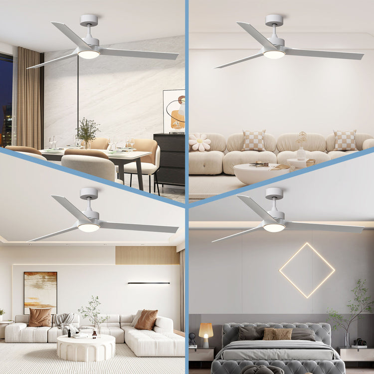 60 '' White DC LED Ceiling fan with smart control : CEIL-FAN-Z2007-WH-60
