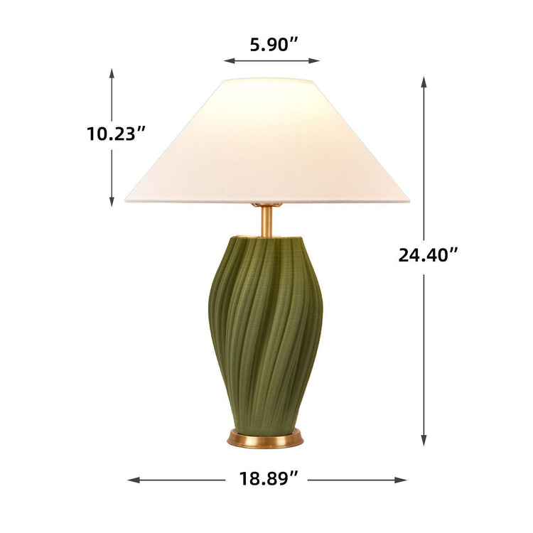 Bright Corners Tea-Colored 3D Ceramic Table Lamp with Fabric Shade Size Guide