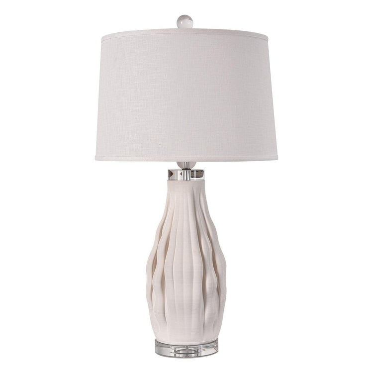 Bright Corners Elegant Illumination White 3D Ceramic Table Lamp White Background