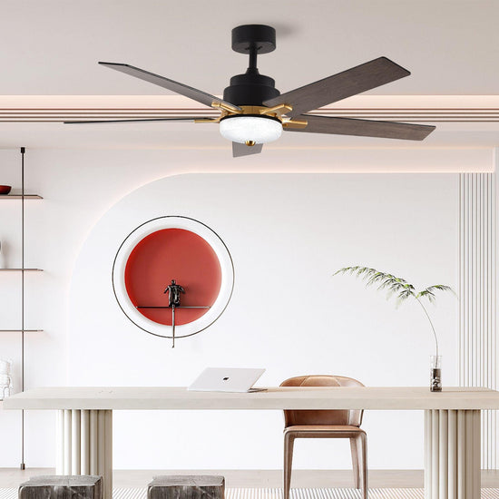 52" Black DC Ceiling fan with LED Light - BRIGHT CORNERS