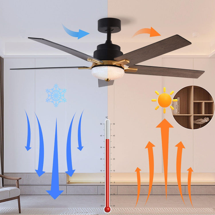 52" Black DC Ceiling fan with LED Light - BRIGHT CORNERS