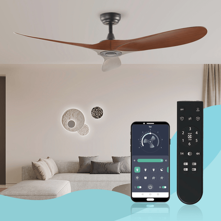 52" Brown DC Ceiling fan with smart control - BRIGHT CORNERS