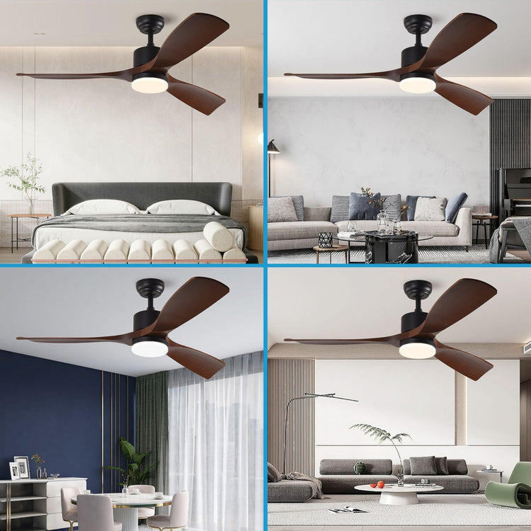 52" Brown DC Ceiling fan with LED Light - BRIGHT CORNERS