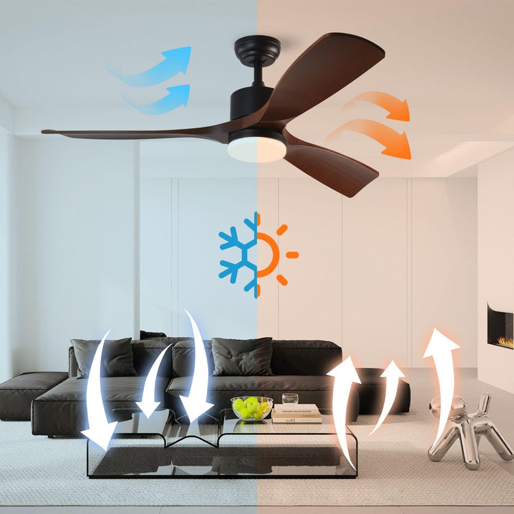 52" Brown DC Ceiling fan with LED Light - BRIGHT CORNERS