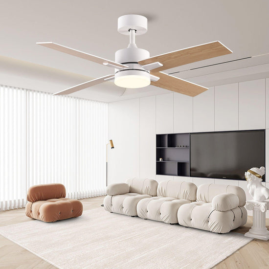 44" white DC Ceiling fan with LED Light - BRIGHT CORNERS