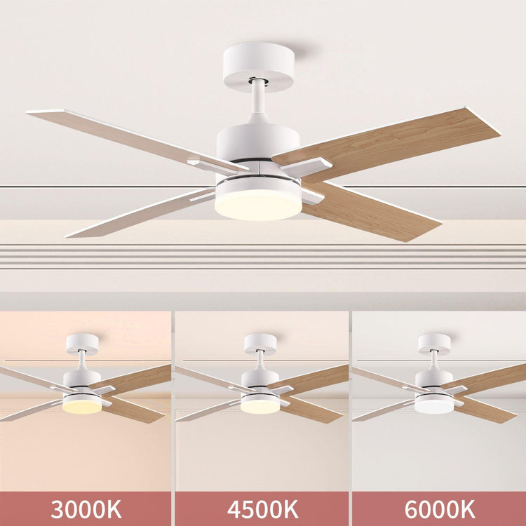 44" white DC Ceiling fan with LED Light - BRIGHT CORNERS