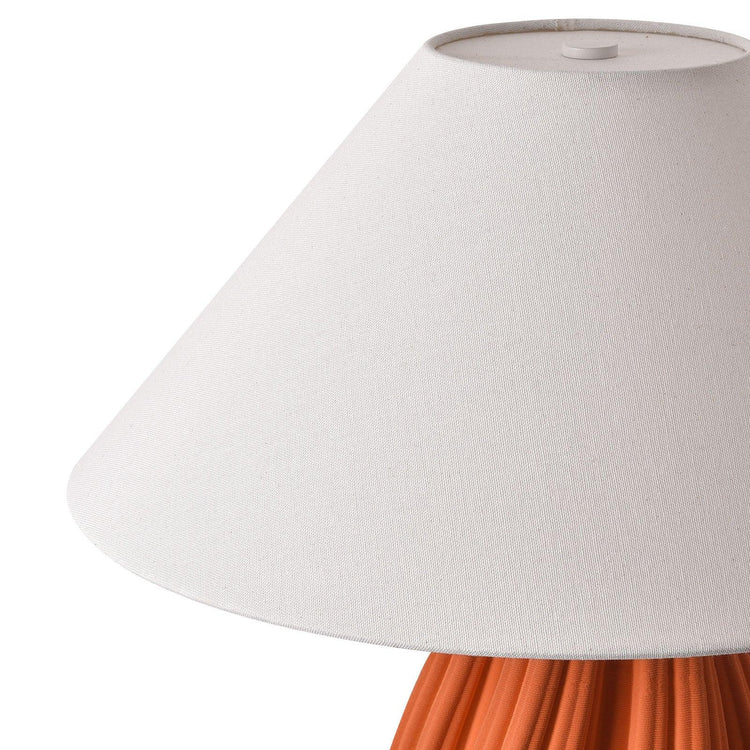 Bright Corners Orange 3D Ceramic Table Lamp with Fabric Shade Detail