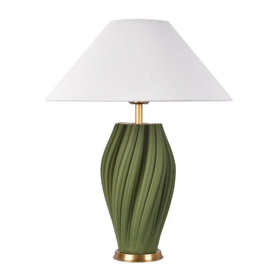 Bright Corners Tea-Colored 3D Ceramic Table Lamp with Fabric Shade White Background