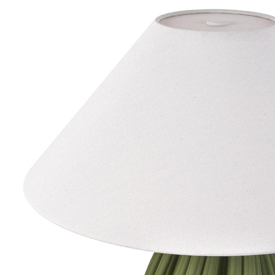 Bright Corners Tea-Colored 3D Ceramic Table Lamp with Fabric Shade Detail