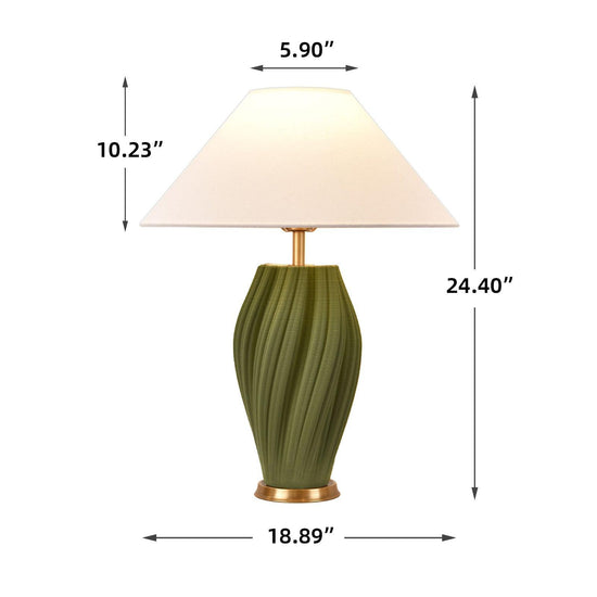 Bright Corners Tea-Colored 3D Ceramic Table Lamp with Fabric Shade Size Guide 