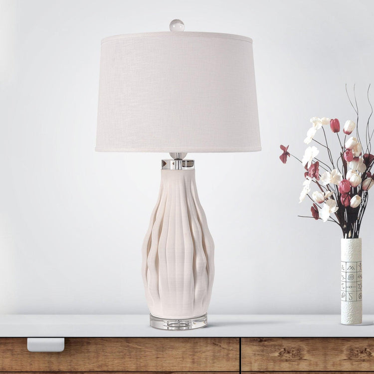 Bright Corners Elegant Illumination  White 3D Ceramic Table Lamp 