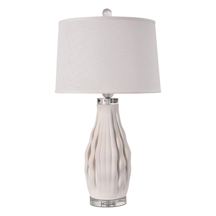 Bright Corners Elegant Illumination  White 3D Ceramic Table Lamp White Background