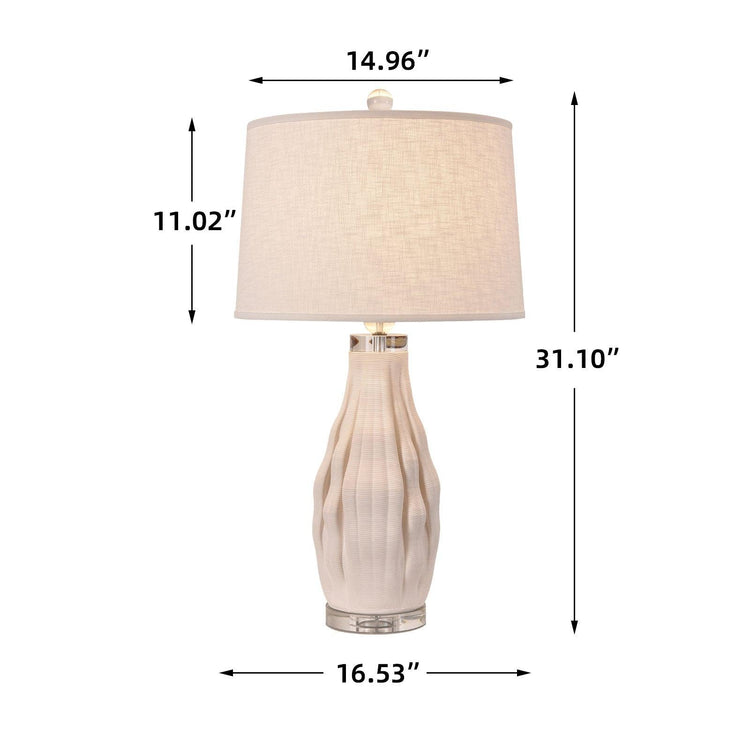 Bright Corners Elegant Illumination  White 3D Ceramic Table Lamp Size Guide 