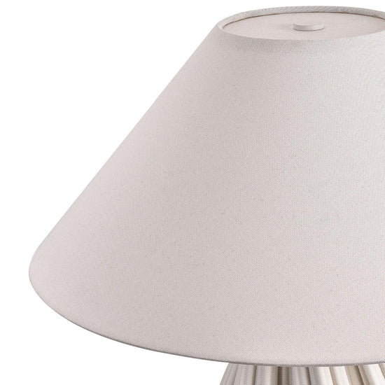 Bright Corners White 3D Ceramic Table Lamp with Fabric Shade Detail