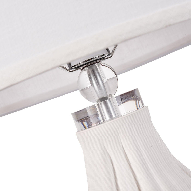 Bright Corners Elegant Illumination White 3D Ceramic Table Lamp with Fabric Shade Detail