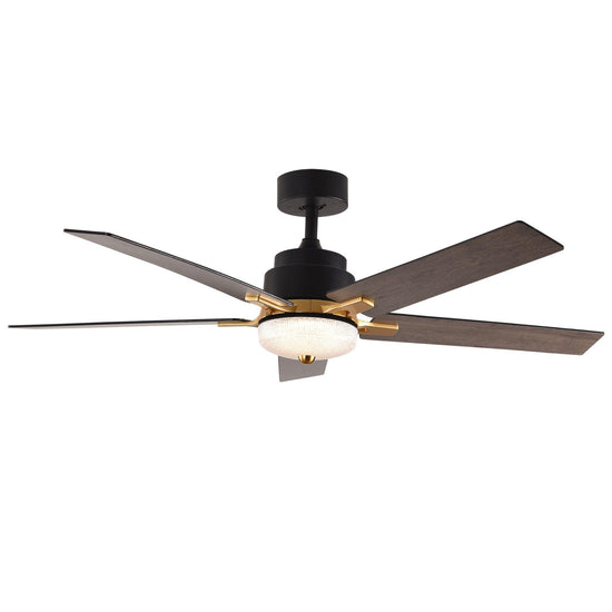 52" Black DC Ceiling fan with LED Light - BRIGHT CORNERS