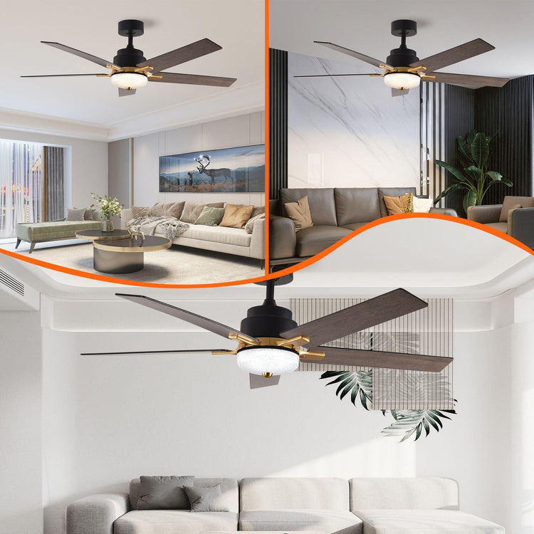 52" Black DC Ceiling fan with LED Light - BRIGHT CORNERS