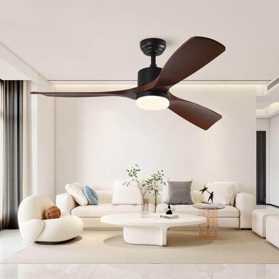 52" Brown DC Ceiling fan with LED Light - BRIGHT CORNERS