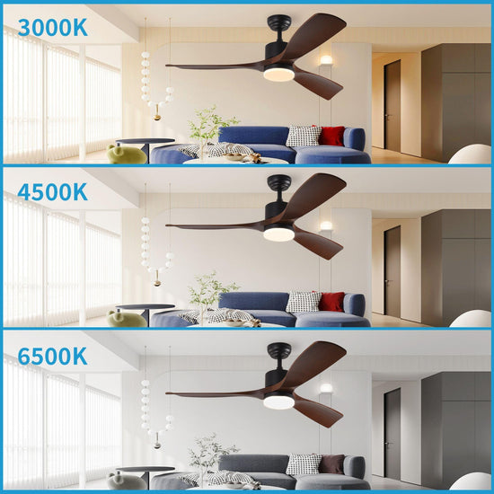 52" Brown DC Ceiling fan with LED Light - BRIGHT CORNERS
